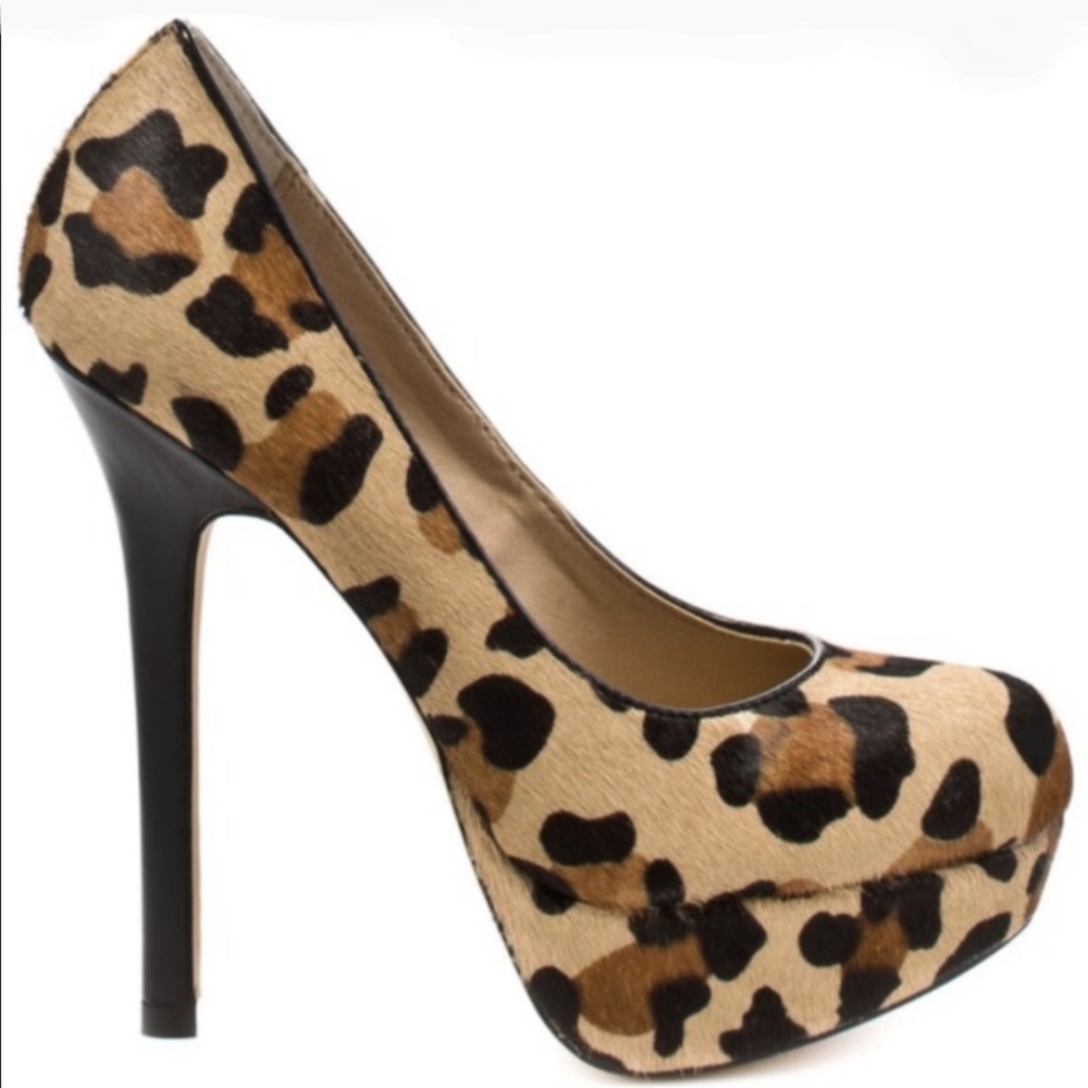 Steve Madden Leopard Platform Stiletto Heels Patent Leather Mob Wife Bevv 6.5